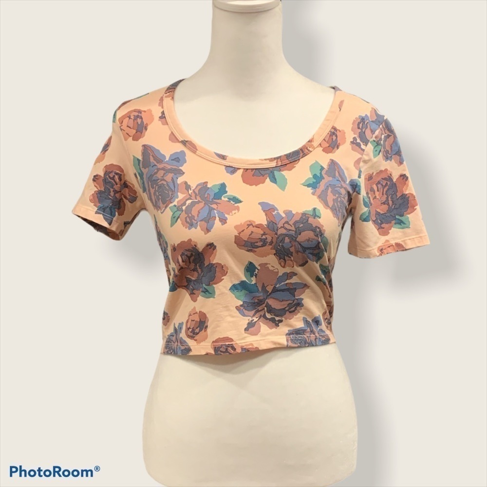 Talula Light Pink Multi Floral Crop Top- Size Small